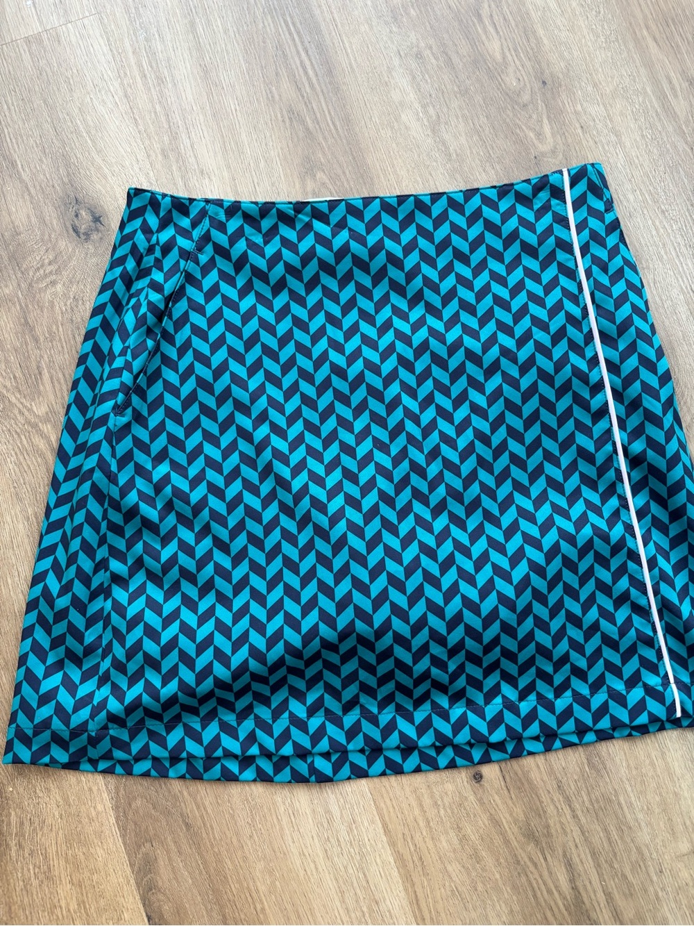 Lady Hagen Teal and Black Geometric Mini Skirt